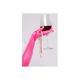 Une paire de gants satinés roses avec strass - Mapalé